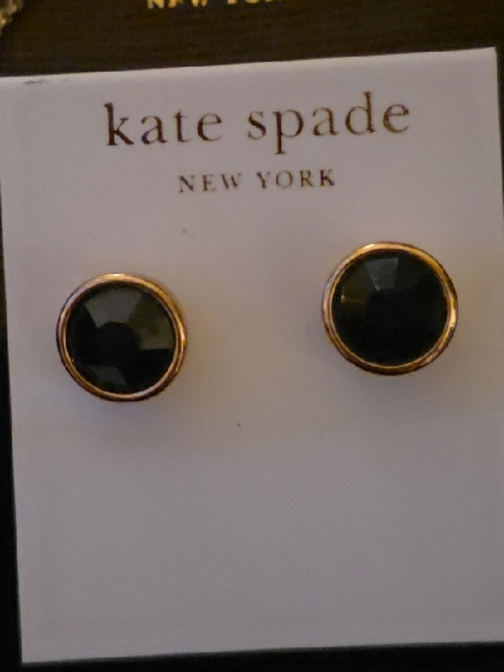 kate spade Black and Gold Round Stud Earrings